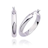 Rhodium Plated Sterling Silver Hoop Earrings