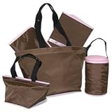 Five Piece Diaper Bag Set - color: Chocolate/Light blue