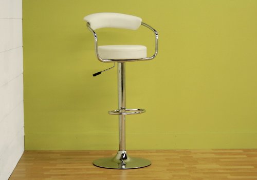 Wholesale Interiors Baxton Studio Adjustable Polished Chrome White Swivel Bar Stool