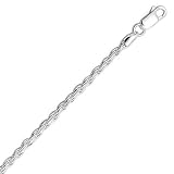 Sterling Silver 30 Inch 3mm Diamond Cut Rope Chain Necklace