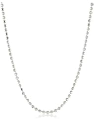 Italian 14k White Gold 1mm Diamond Cut Beaded Chain Necklace