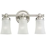 Sea Gull Lighting 44484-965 Newport Three-Light Vanity, Antique Brushed Nickel Finish with Clear Highlighted Satin Etched Glass