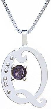 Sterling Silver Pendant Alphabet Q February