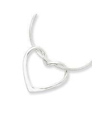 Sterling Silver Heart on 16in Square Snake Chain Necklace. Metal Wt- 5.5g