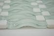 three-D Wave Series GLACIER Mosaic Glass Tile with Tumbled White Marble Stone