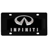 Infiniti Chrome Logo + Name On Black License Plate by Infiniti