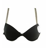 Mamia Gold Black Demi Half Cup Multifunctional And Adjustable Padded Underwire Bra with Clear Straps