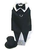 Dog Wedding Tuxedo w/ Formal Tails- Navy Pinstripe, Small