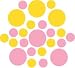 Set of 30 - Pink / Yellow Circles Polka Dots Vinyl Wall Graphic Decals Stickers