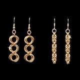 Byzantine & Double Flower Earrings Kit - 1PK/Gld