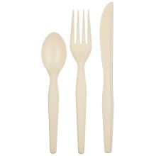 Dixie CH16C7 Heavy Weight Polystyrene Fork, Knife, and Teaspoon Wrapped Cutlery Kit, Champagne (Case of 250)