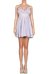 V-neck Full-Skirt Chiffon/Polyester/Spandex Halter Spaghetti Strap   Dress With Ruffles