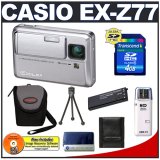 Casio Exilim EX-V8 Digital Camera (Silver) with 4GB SecureDigital (SD) Card + Spare NP-50 Battery + Carrying Case + Tripod