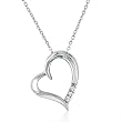 Three-Stone Diamond Open Heart Pendant set in Sterling Silver on an 18 Chain