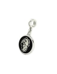 North Dakota State Bison Enameled Drop Charm. Solid Sterling Silver with Enamel