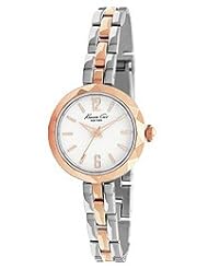 Kenneth Cole New York Womens KC4764 Classic Rose Gold Diamond Cut Bezel Round Watch