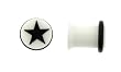 Acrylic Black Star Breakers on White Single Flared Plug - 0G - Sold as a Pair