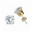 Sterling Silver Gold Plated Stud Earrings - Round Stamping - 9 mm