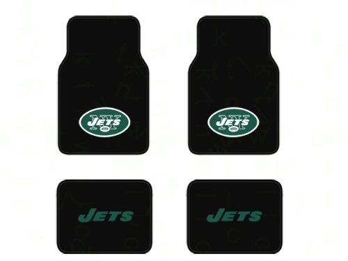 A Set of 4 Universal-Fit NFL Plush Carpet Floor Mats - New York Jets