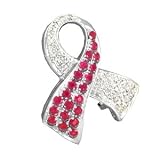 14K White Gold Ruby & Diamond Awareness Pin