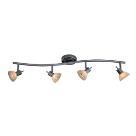 Spot Light - 4 Light Track Spot Lighting Fixture - Dark Bronze - Brushed Cognac Beige... by Vaxcel Lighting