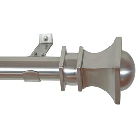 Window Curtain Rod Drapery Rod 52 Inch -144 Inch Half Rd Nickel
