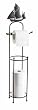 Black Metal Standing Toilet Tissue Holder Stand with Sail Boat Finial