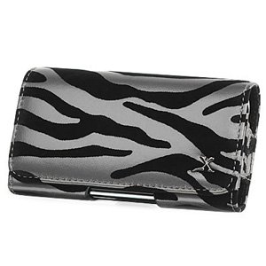 Safari Leather Horizontal Pouch Type Case – Zebra for BlackBerry 8800 (Silver)