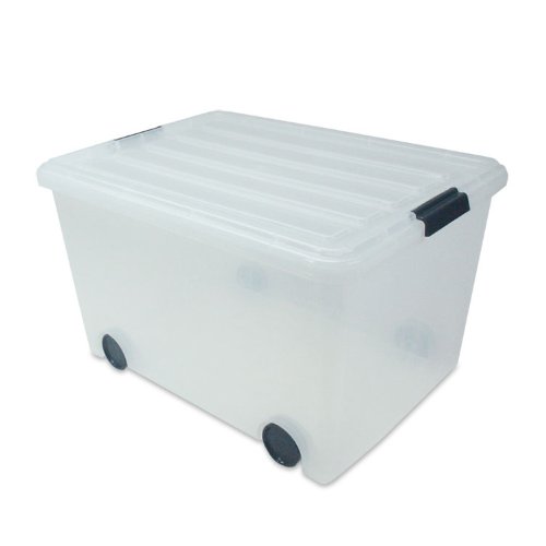 IRS103051 - Storage Box, w/ Wheels,56 Quart,15-3/4x21-3/4x12-7/8,CL