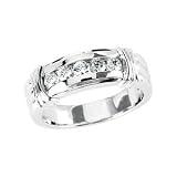Classy! High Fashion! Men's 14k White-gold 1/2 CTTW Moissanite Men's band