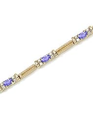 14K Yellow Gold Oval Tanzanite and Diamond Bracelet