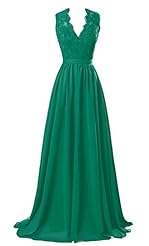 V-neck Chiffon Floor Length Backless Applique Open-Back Bridesmaid Dress/Mother-of-the-Bride Dress/Prom Dress 