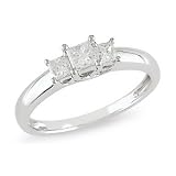 1 2 Carat Princess Cut 3-Stone Diamond 14K White Gold Anniversary Ring