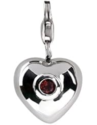 SilveRado (tm) VR004A-GA2 Verado Sterling Silver Heart Garnet Jan Pandora Compatible Bead / Charm