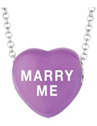 Sweethearts Enamel "Marry me" Heart on 16" Necklace Pendant with Gift Box