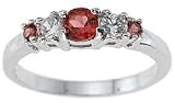 Genuine Cassis (TM) 925 Sterling Silver Platinum Finish Genuine Garnet Ring. (Available in sizes 5 - 9). 100% Satisfaction Guaranteed.