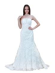 Strapless Spring Fall  Pleated Lace-Up Mermaid  Dress with a Court Train  With a Bow(s)