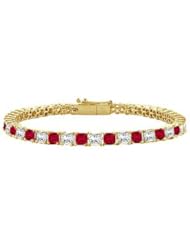 Ruby and Diamond Tennis Bracelet with 5.00 CT TGW on 14K Yellow Gold