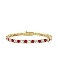 Ruby and Diamond Tennis Bracelet with 5.00 CT TGW on 18K Yellow Gold