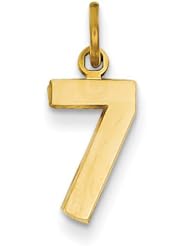 14k Yellow Gold Casted Small Polished Number 7 Charm Pendant. Metal Wt- 0.55g