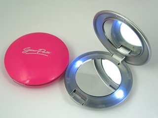 2x Light Up Purse Makeup Compact Mirrors, Pink & Silver