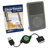 Apple iPod 5G Video (80GB) FlexiSkin Starter Kit (ClearTouch Crystal, USB (White), Bold Orange (with screen guard))