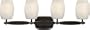 Regency - 4 Light Bathroom Vanity Lighting Fixture - Deep Oil Rubbed Bronze - Off White Linen Glass - B4733