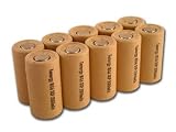 Box of 10 NiCd SubC 2000mAh Rechargeable battery Flat Top Paper Wrapped