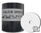 JVC/Taiyo Yuden White Inkjet (Hub Printable ) 16x DVD-R Media 100 Pack in Tape Wrap - ValueLine