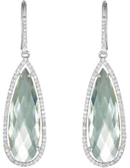 Jewelplus Halo-Style Pear Shaped Dangle Earrings Sterling Silver Complete With Stones Pair