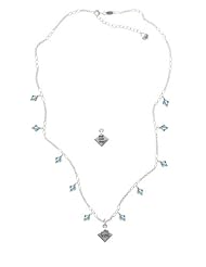 2-D "Bad Hair Day" with Girl on an Aquamarine Crystal Waterfall Necklace