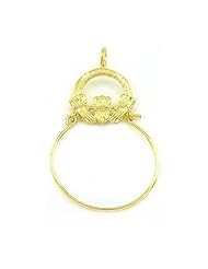 14K Gold Claddaugh Charm Holder Irish Love Jewelry 35mm