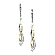 S&G Sterling Silver and 14k Yellow Gold Interlocking Design Diamond Drop Earrings
