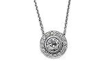 18K White Gold Round-Shaped Pendant, Enhanced With Pie Cut and Invisible Set Diamonds, Set on a 16 Open Link Necklace. c.t.t.w 0.75CT., GH - Clarity, SI - Clarity ).